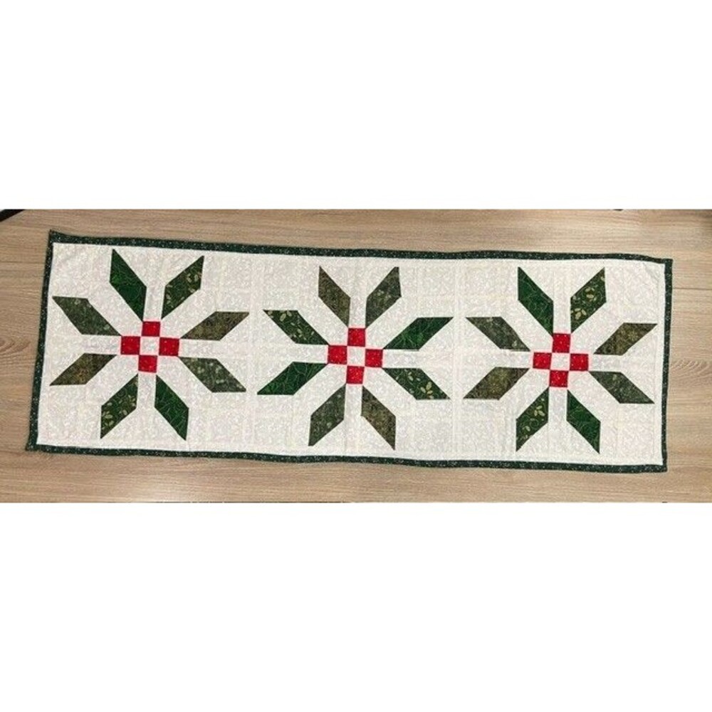 Handmade Reversible Quilted Christmas Table Runner 41.5 in. x 14.5 in. Green/Red